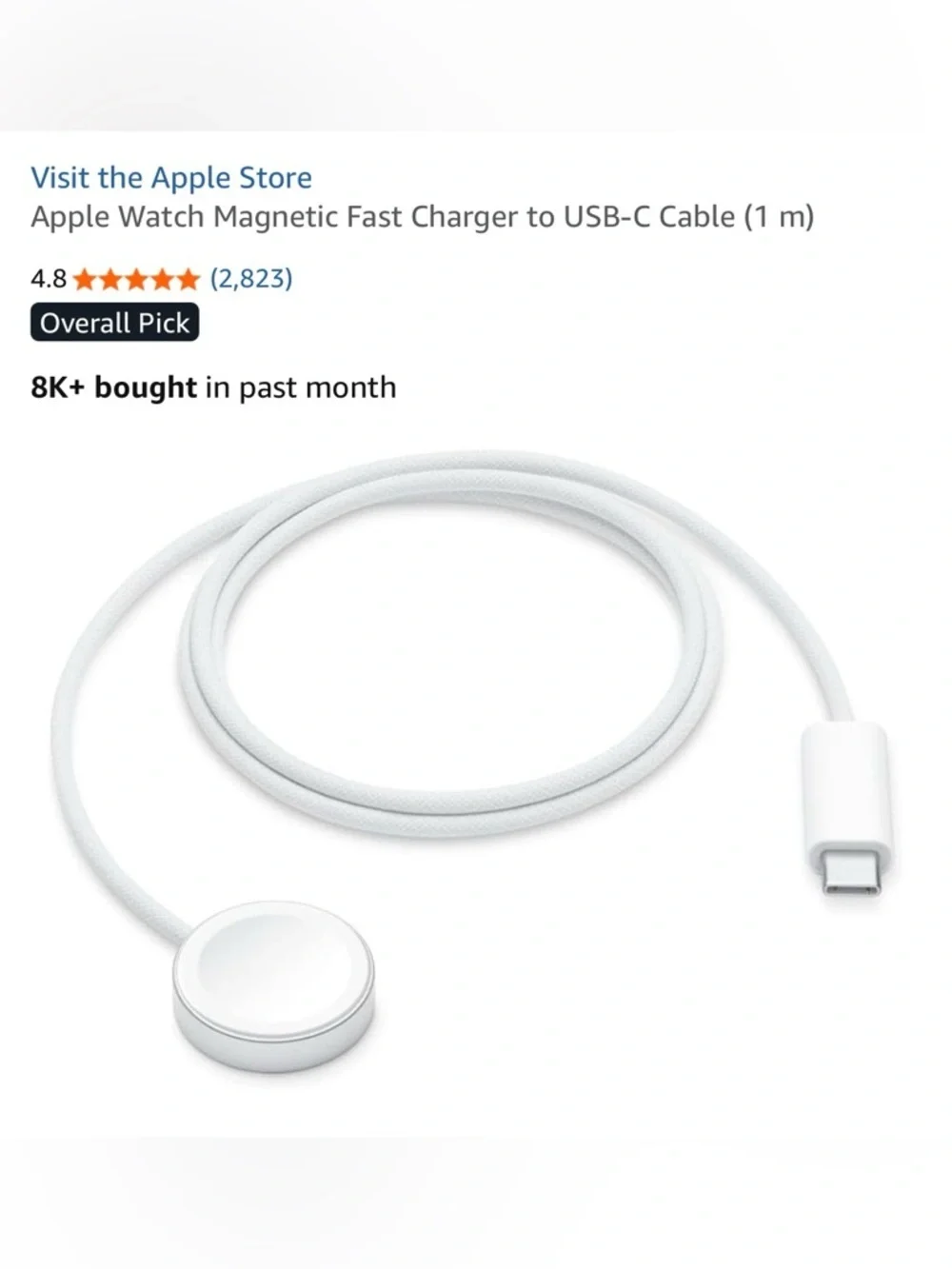 Apple Store White Braided Magnetic Fast Charging Cable with USB-C